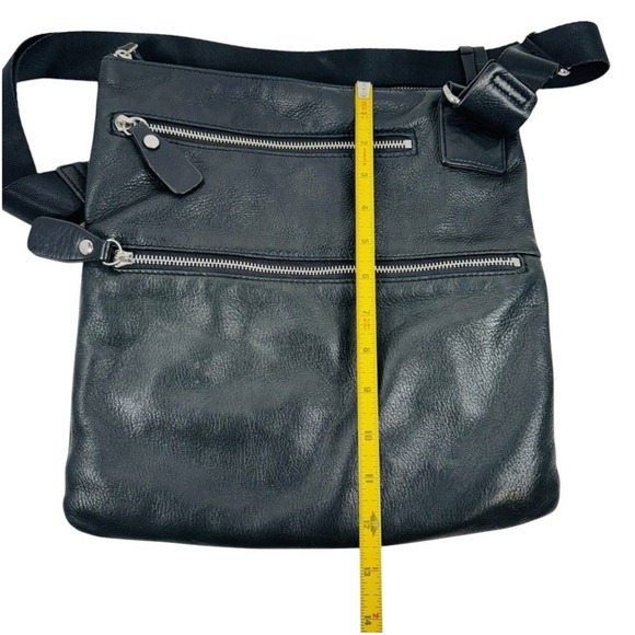 Margot Genuine Leather Crossbody Bag Adjustable Strap Black OS 2 Zip Pockets - Picture 5 of 12